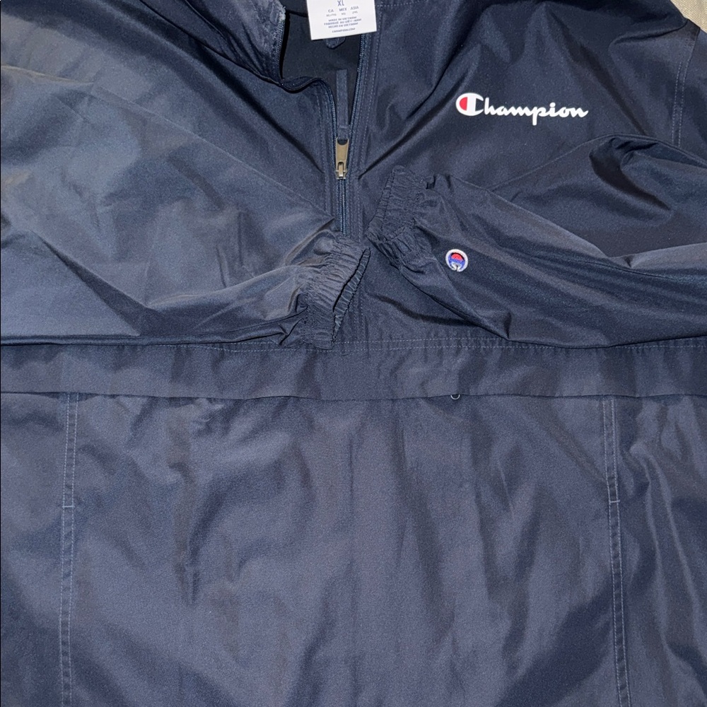 Champion Dark Blue Hooded Windbreaker Jacket NWOT - Picture 4 of 7